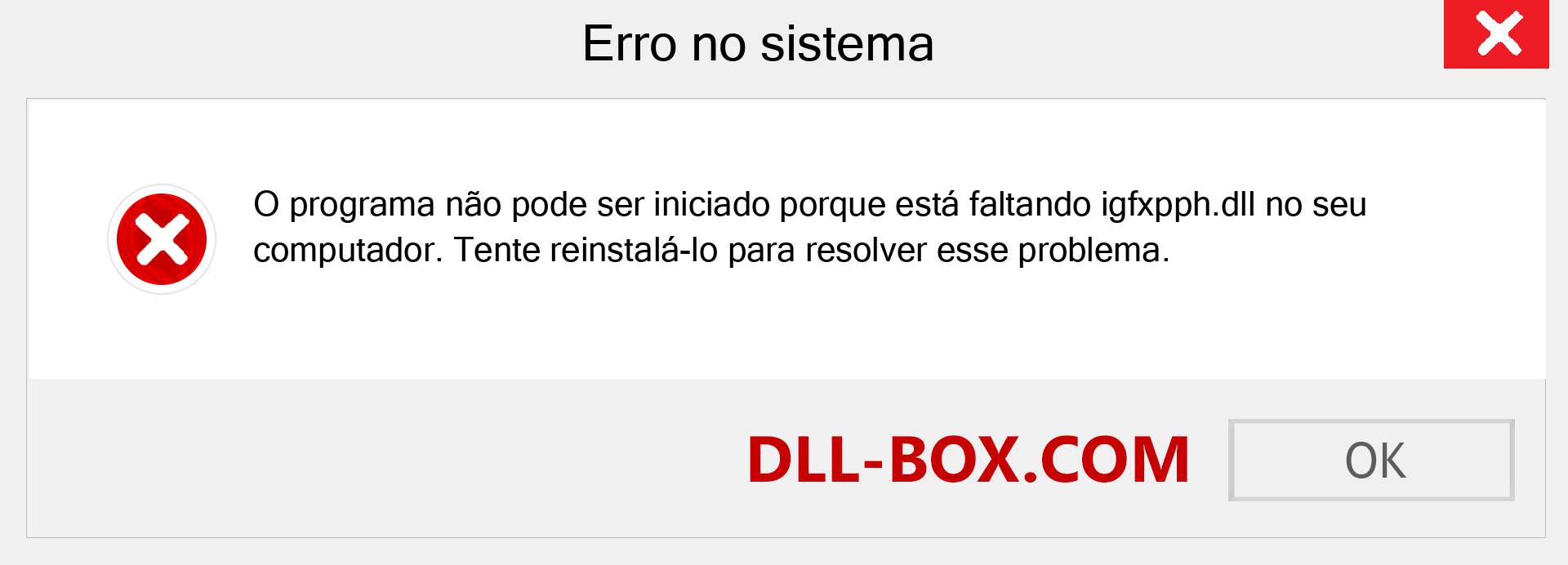 Arquivo igfxpph.dll ausente ?. Download para Windows 7, 8, 10 - Correção de erro ausente igfxpph dll no Windows, fotos, imagens